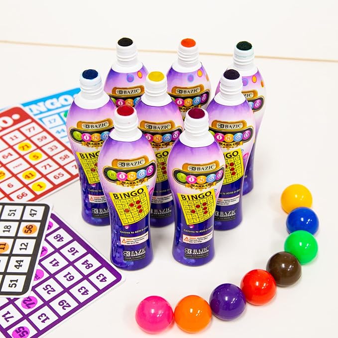 BAZIC Products Bingo Dot Marker 40 ml Non Toxic Water Based Washable Markers, Stamper Paint Kit for Game Kids Crafting Painting, 144-Packs