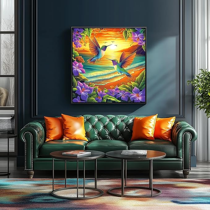500 Piece Puzzles for Adults, Jigsaw Puzzles 500 Piece Hummingbirds Beach Flower Puzzle, Impossible Difficult Hard Challenging Unique Family Puzzle, 20x20 Inch
