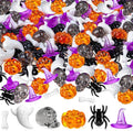 110 Pcs Halloween Vase Filler, Mini Acrylic Pumpkin Ghost Skull Spider Witch Hats Gems for Centerpieces Table Decorations, Halloween Sensory Bin Filler for DIY Crafts