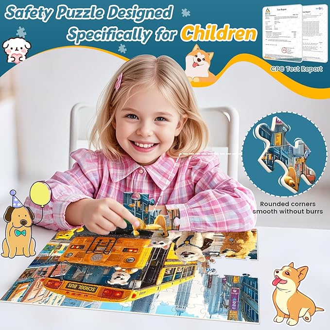 Puzzles for Kids Ages 4-8,100 Piece Puzzles for Kids Dog Cat Puzzle for Kid Ages 4-6 6-8 8-10 Large Piece Jigsaw Puzzle for Children Senior Adult Educational Puzzle Toys Preschool Birthday Gifts
