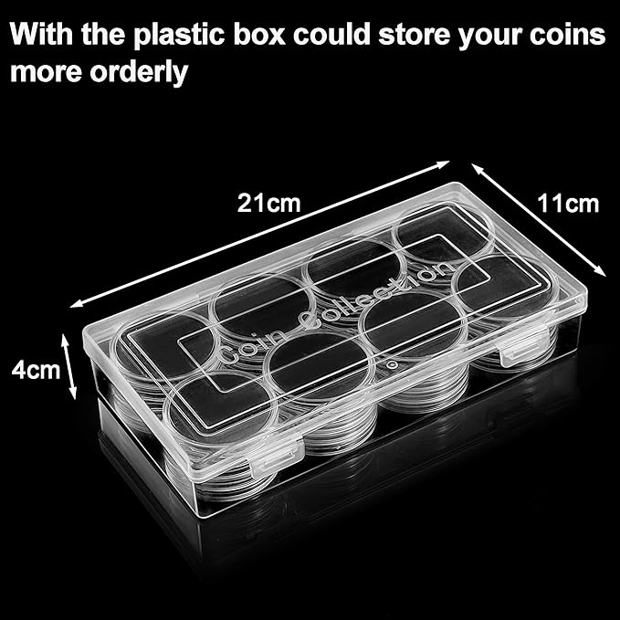 FRIMOONY 46mm Coin Capsules, with Foam Gasket and Plastic Storage Box, for Coin Collection