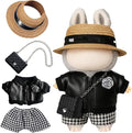 Clothes for Labubu(No Doll) – Cute 4-Piece Straw Hat,Premium Jacket with Chain Bag,Chic Fashion Accessories Set Compatible with 17cm Collectible Figures Stylish Clothes for Boys Girls Birthday