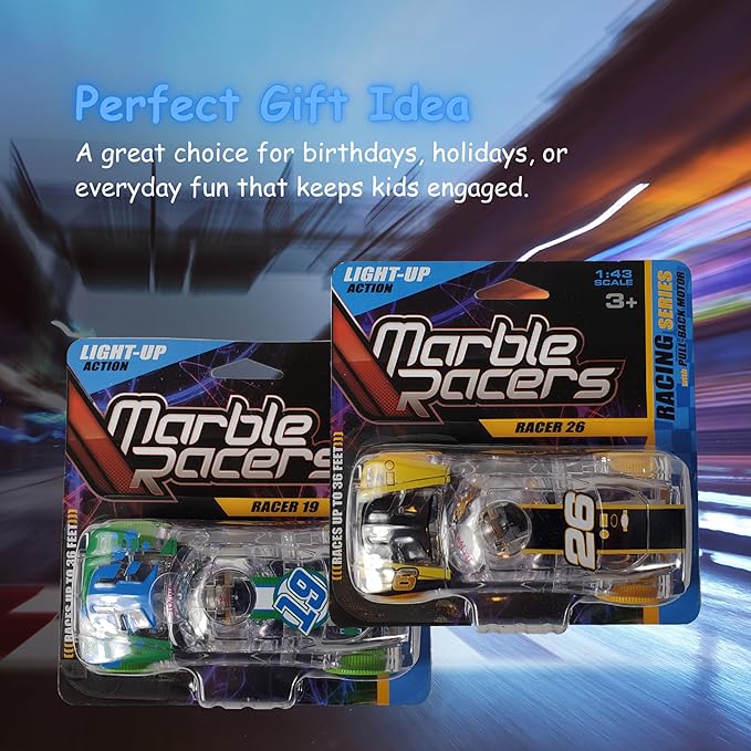 No. 19, LED Light Up Pull Back Race Car, Toy Vehicle for Kids 3 and Up