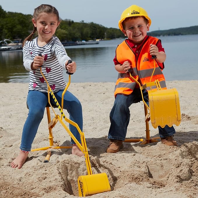 Big Dig Outdoor Toy Excavator Digger Playset w/ 360 Rotation for Kids Ages 3 & Up, Yellow