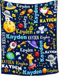 Personalized Baby Blanket for Girls Boys Kids Planet Astronaut Custom Baby Blanket with Name Throw Birthday Gift for Toddlers Infants Shower Newborns Nursery Stroller Crib Bed Decor
