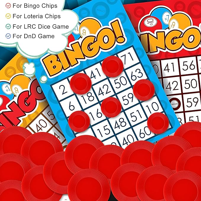 Coopay 600 Pieces Plastic Poker Chips Bingo Chip Bulk Learning Counters Disks Poker Card Game Counting Markers for Math Practice, Game Tokens and Teaching Rewards, 38 mm/ 1.5 Inches (Red)