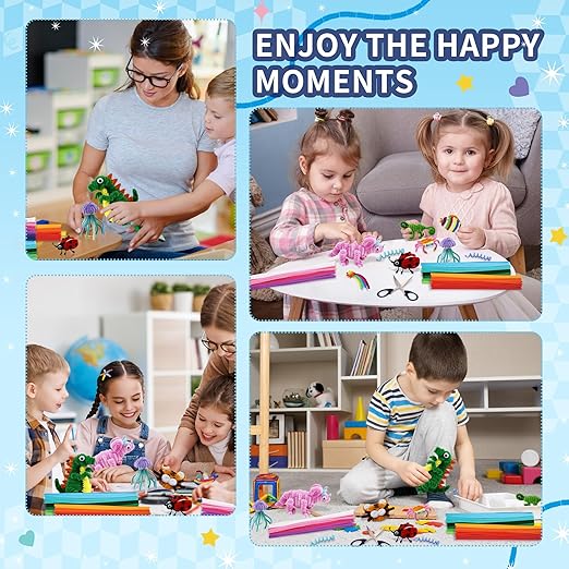 1200 Pcs Chenille Pipe Cleaners for Crafts – 24 Assorted Colors Fuzzy Sticks, DIY Art Supplies for Kids, Classroom Projects & Decorations