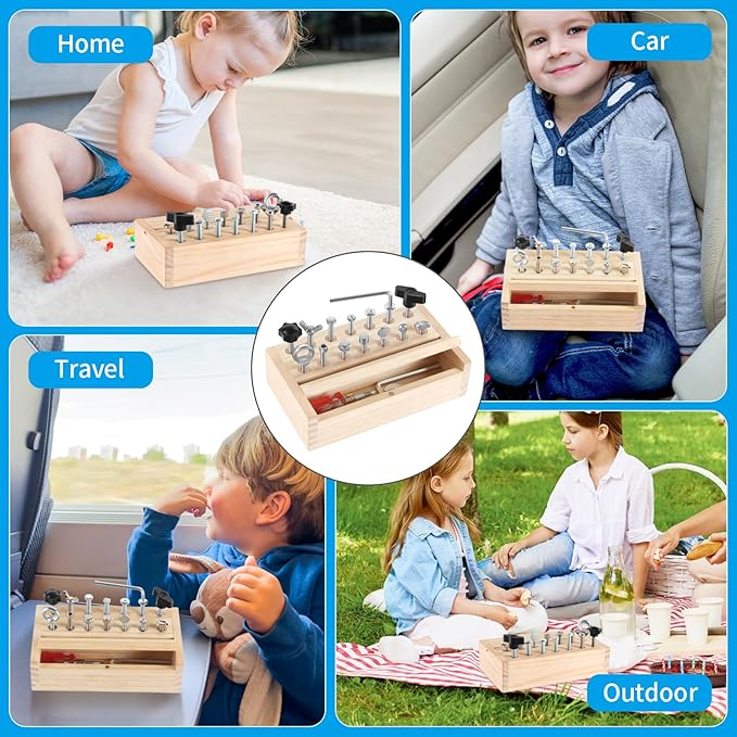 Kids Tool Set,Montessori Toys for 3 4 5 Year Old,Montessori Screwdriver Board Set,Sensory Preschool Learning for Toddler Travel,Fine Motor Skills - STEM Toys