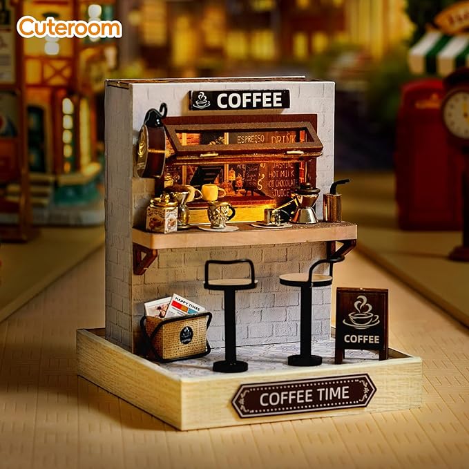 CUTEROOM DIY Doll House Miniature Furniture Wooden House Kit with Dust Cover & LED Light and Accessories - New Three Styles QT Series Dollhouse (QT048)