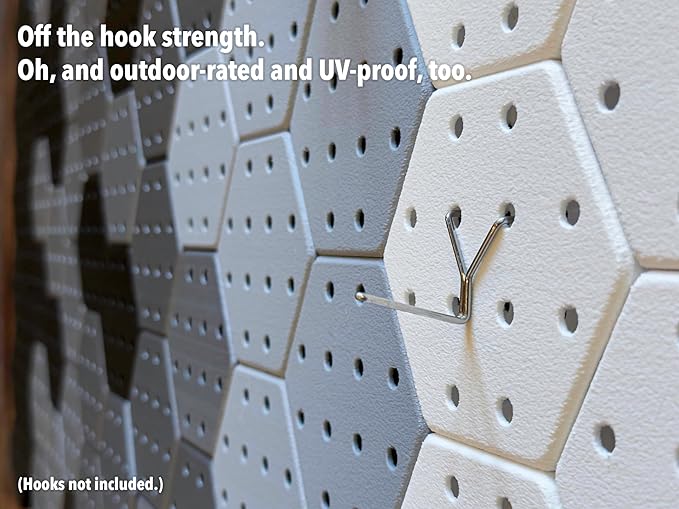 Hexagon Pegboard Tiles, 4.5"x4" each, 5-Pack, Normal-Sized Holes, Make Custom Designs, Easiest to Mount, Expand Existing Pegboard or Fill In Unused Space, Hexboard (Sunshine Yellow, 4 Inch)