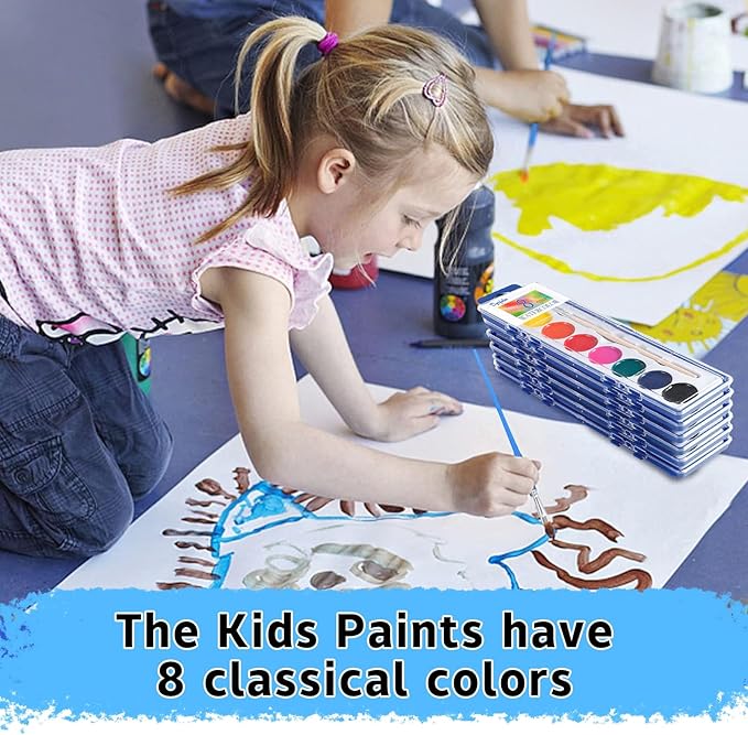 36 Pack Watercolor Paint Set for Kids,8 Color Washable Water Colors Paint Kids,Watercolor Paint with Brushes for Party Favors,Classrooms,Art Supplies