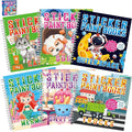 gisgfim 6 Pcs Paint by Sticker Books Sticker by Number Books Activity Book Sticker Puzzle Book Craft Art Gift with Mermaid Truck Outer Space Cat 48 Pictures Sticker by Number Book Set Party Favors