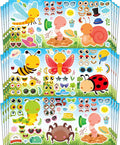 Aowplc 32 Sheets Insect Make-a-Face Stickers for Kids, Fun Spring Party Supplies, Crafts & Classroom Activities