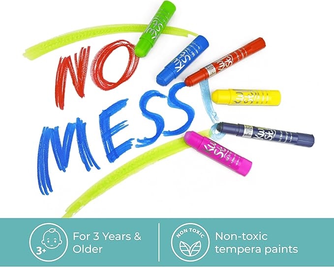 Kwik Stix Solid Tempera Paints, Thin Stix Paint Pens, Super Quick Drying, 12 Classic Colors for Children - 12 Pack - TPG-608