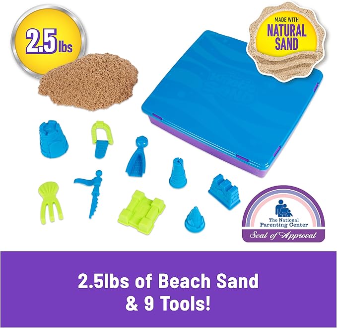 Kinetic Sand, Deluxe Beach Castle Playset with 2.5lbs Play Sand, Tools & Molds, Sensory Toys, Holiday Gifts & Stocking Stuffers for Kids Ages 3 and up