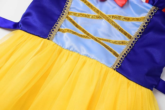ReliBeauty Girls Elastic Waist Backless Princess Dress Costume with Accessories Yellow, 6-7/140