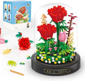 QLT QIAOLETONG Flower Bouquet Building Set, 593 PCS Red Rose Mini Building Blocks Kit for Adults, Flowers Botanical Collection for Home Decor, Mother's Day for Her Mom Women Wife Girlfriend