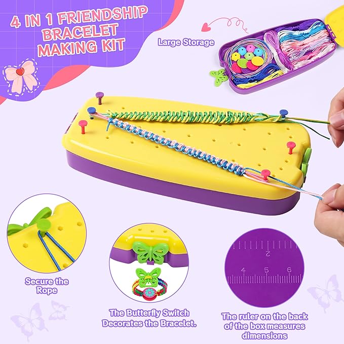 Gift for Girl 7 8 9 11 12 Year Old, Friendship Bracelet Making Kit Toys, Arts and Crafts for Kids Age 8-12, Best Birthday Present Top Popular DIY Jewelry Bracelet String Maker
