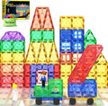 Soyee Magnetic Tiles with 2 Cars Kids Gifts Boys Toys for 3 Year Old Boys Educational Toys for Toddlers Kids Age 3-5 4-8 Car Train Building Toys