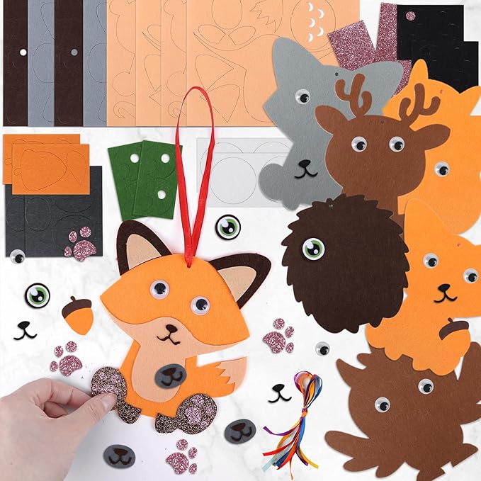DIYASY 12 Pcs Fall Animal Craft for Kids, Make You Own Animal Foam Stickers Thanksgiving Craft Kits Arts and Crafts DIY Kid Friendly Autumn Decorations Games Party Activities Supplies Age 3-5 4-8