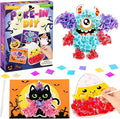 Lonfliness 8PCS Poke-in Craft and Art Kit Kids Halloween No-Mess Fabric Sewing Art Girl Boy 4-12 Puzzle Puncture Painting DIY Bat Pumpkin Ghost Halloween Toy Gift Creative Activity Game Birthday Party