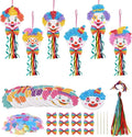 Fennoral 12 Pack Clown Craft Kit for Kids Make You Own Circus Poke in Art Craft Kits DIY Halloween Creative Activity Carnival Birthday Party Decoration