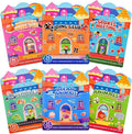 ASTARON 6 Pack Reusable Sticker Book for Toddlers, 3D Sticker Educational Game Sensory Learning Toy, Travel Activity Book Set for Toddlers 3-4 Years