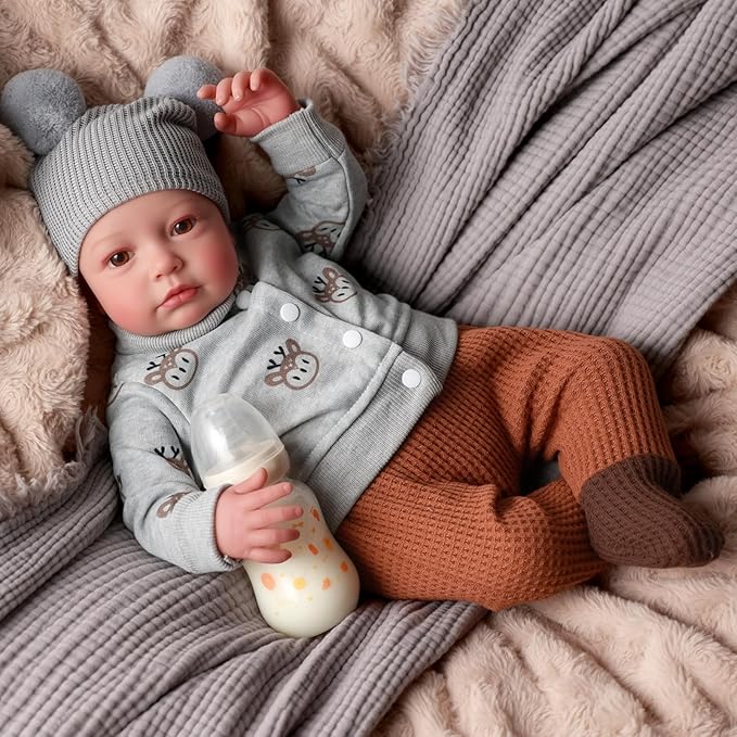 BABESIDE Lifelike Reborn Baby Dolls Boy, 20 Inch Realistic Doll for Boy Newborn Real Life Poseable Soft Vinyl and Cloth Body Baby Dolls with Clothes and Toy Gift for Kids Age 3+