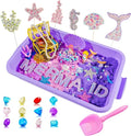 Bbiamsleep Mermaid Sensory Bin, Ocean Sand Kit with Color Sand Mermaid Sensory Kit for Birthday Party