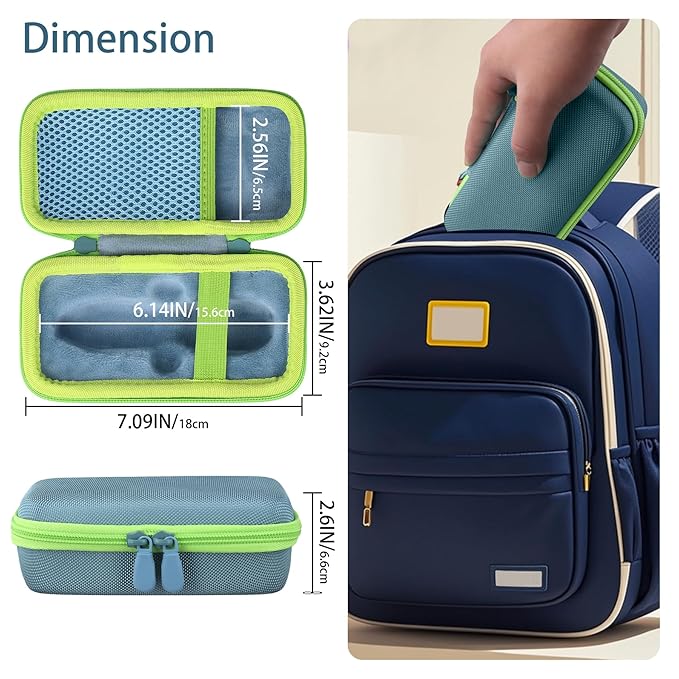 co2CREA Hard Case for 3Doodler Start+ Essentials (2024) 3D Pen Set - Storage Organizer with Custom Slots for Art Activity Set, Printing Filament Refill and USB Charger, Light Blue Case + Green Zipper