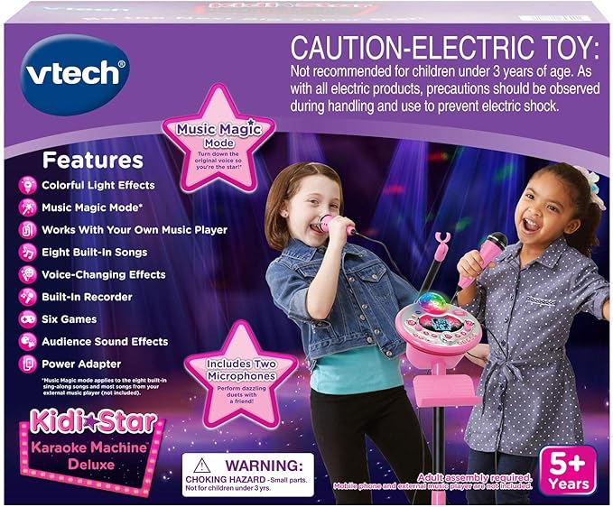 VTech Kidi Star Karaoke Machine Deluxe, 2 Microphones with AC Adapter, Pink