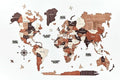 KPSKE 3D Wooden World Map for Wall - Wall Accent Map with Ocean Names, Boats, Compass and More - Wood Travel Map with 50 Pins (Natural)
