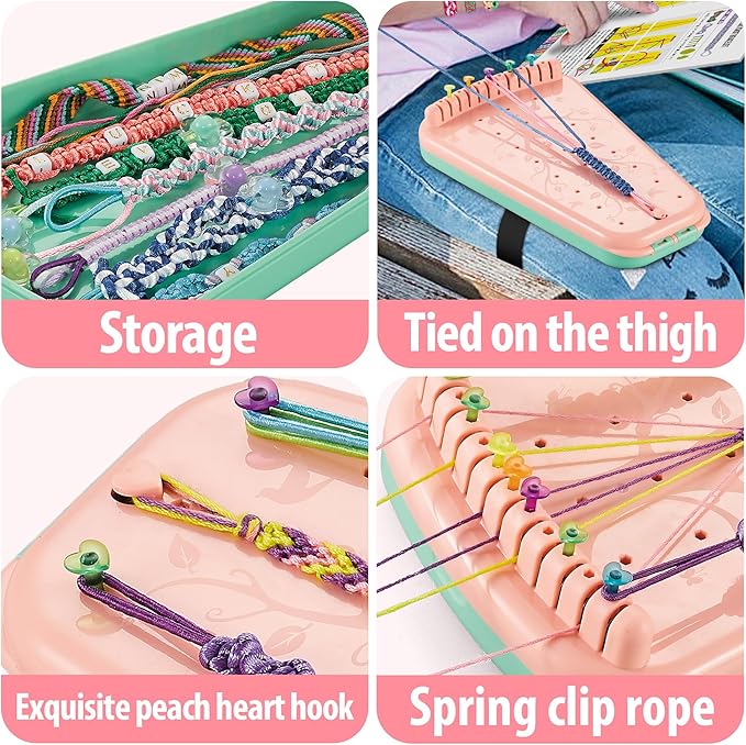 Yolscue Friendship Bracelet Making Kit for Girls,Arts and Crafts for Kids Age 7-12,Best Birthday Gifts Ideas for Ages 7,8,9,10,11,12 Year Old,Kids Bracelet String Toys Set (Pink)