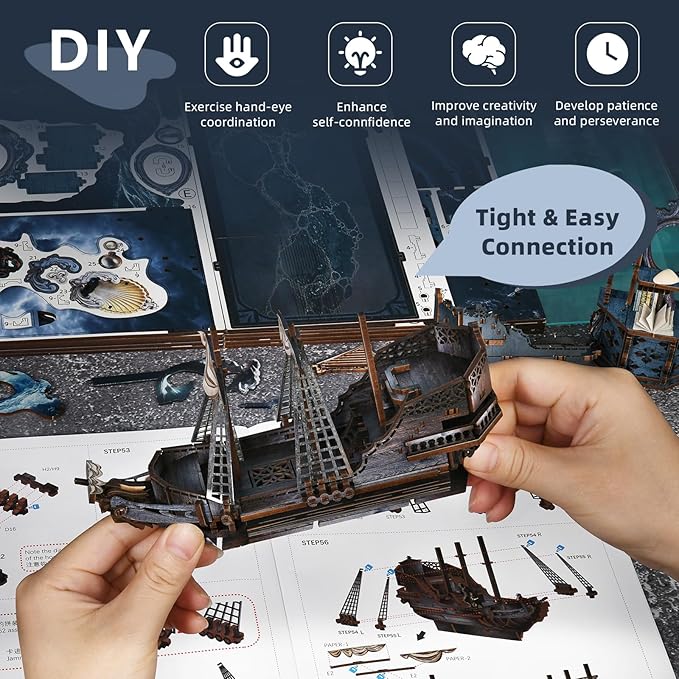 Book Nook Kit, DIY Miniature Dollhouse Book Nook Kit with Dust Cover and LED Light for Teens and Adults (The Song of Sirens)