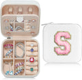 Parima Bridesmaid Gifts for Wedding Day, Bridesmaid Gifts for Women | Bridesmaid Proposal Gifts Unique Gifts | Wedding Travel Essentials Small Jewelry Box | Travel Jewelry Case - Letter S, White