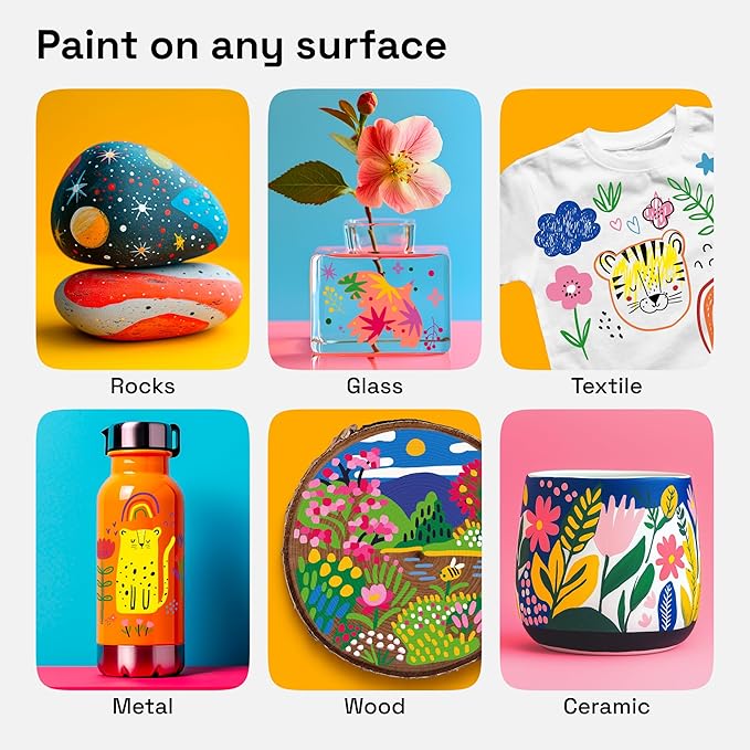 ARTISTRO 60 Acrylic Paint Markers for Rock, Fabric, Wood, Glass, Craft, Decoration - Dual-Tip Paint Pens - Stocking Stuffers, Christmas Gift Idea for Teens, Grandkids, Kids - Art Supplies