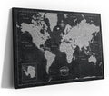 Conquest Maps World Travel Map with Pins Modern Slate Style Push Pin Travel Map Cork Board, Track Your Travels w/a Handmade Unique Canvas Pinable Map (24" x 16")