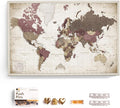 Canvas World Map with Cork Pin Board - English Lettering - Decorative Wall Decoration for All Rooms - Canvas Pictures with World Map Motif (70x50 cm, Pattern 23)