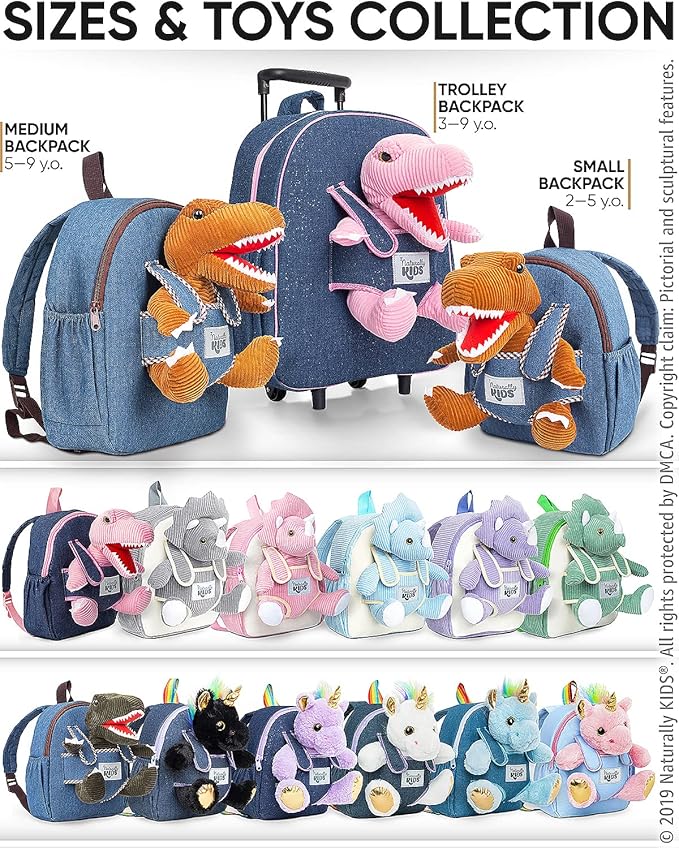 Toddler Luggage w Pink Dinosaur Toys, Kids Rolling Backpack for Girls, Boys, Toddler Suitcase, Gifts for 3 4 5 6 Year Old