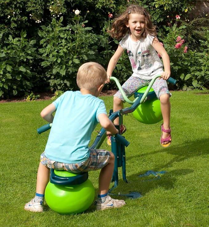 TP Activity Spiro Hop Bouncer Teeter Totter - Teeter Totter Playset That Spins 360° - Holds up to 75 lbs per Seat, Green/Lime (TP749)