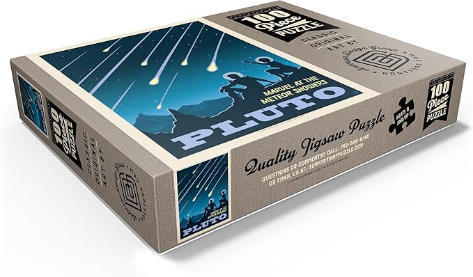 MyPuzzle Pluto: Meteor Showers, Vintage Poster - Premium 100 Piece Jigsaw Puzzle for Adults