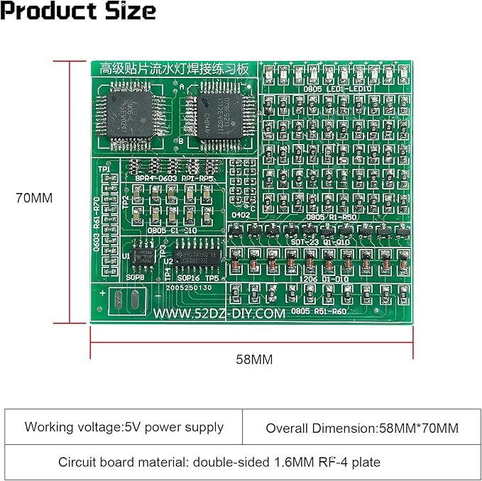 SMT Soldering Practice Board Kit DIY Welding Practice Kit DIY Electronic Kit for STEM Beginners School Education (Green)
