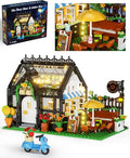 Flower House Building Set, Coffee Shop Outdoor Parasol and Piano Building Kits with Lights, Greenhouse Model Halloween for Girls, Home Decor Office Coffee Bar Display