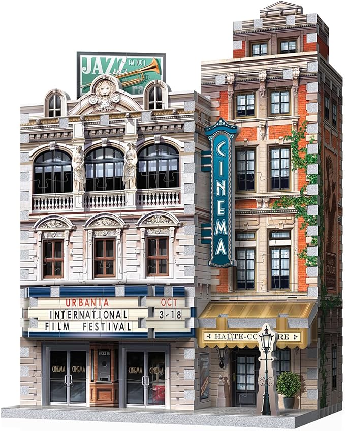 Wrebbit3D Cinema 3D Puzzle | Urbania Collection | 300 Jigsaw Puzzle Pieces | Charming and Unique Streetscape of a Small Town