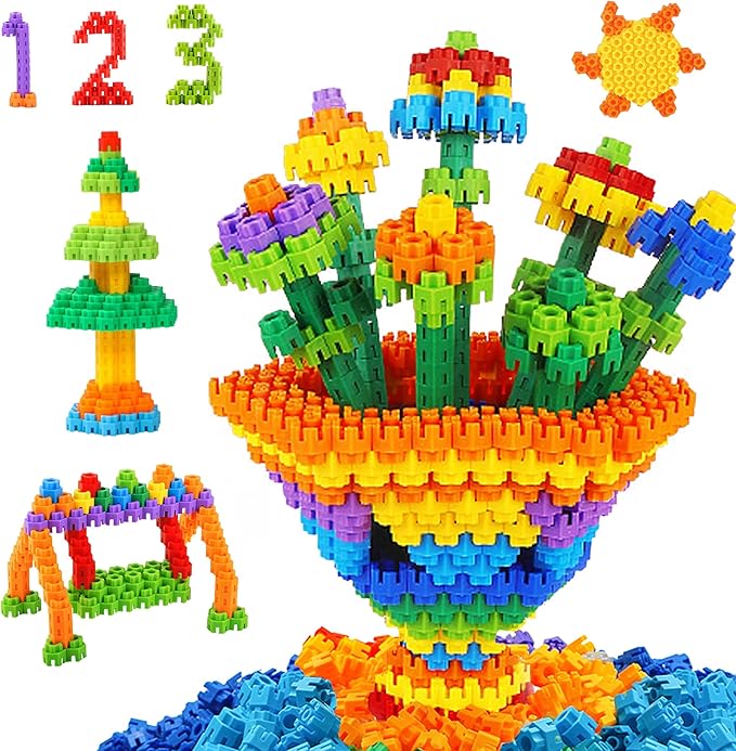300 Pcs Kids Building Blocks with Storage Bag - Interlocking, Colorful Stem Toys for 3+ Year Old - Connects Building Toys for Kids Learning - Kindergarten Educational Toys for 3-5 Years