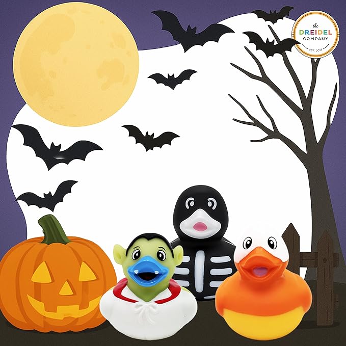 The Dreidel Company Halloween Rubber Duck Toy Duckies for Kids, Fun Bath Birthday Gifts Baby Showers Summer Beach and Pool Activity, 2" (12-Pack)