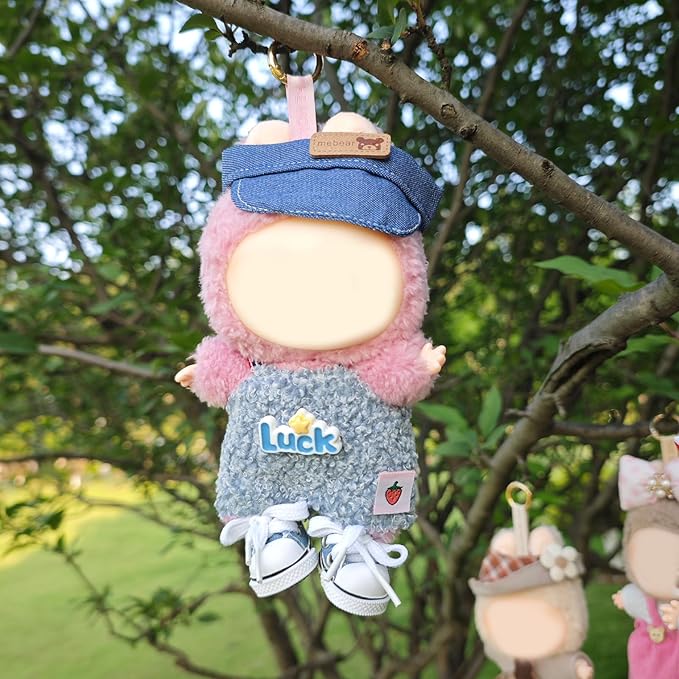 Clothes for 17cm Doll, 2 PCS Cute Blue Lucky Hat & Jumpsuits Set, Dress up Outfit Exquisite Accessories for Dolls