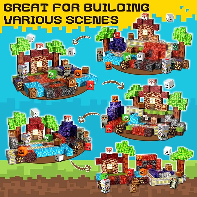 Magnetic Blocks 150PCS, Magnetic Building Blocks, STEM Magnet Blocks Cubes for Kids Age 3-5 4-8 8-12, Sensory Stacking Toy Christmas Birthday Gifts for Boys Girls
