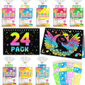 Kids Scratch Art Party Favors Gifts: 24 Pack Rainbow Scratch Notebook Paper Birthday Party Favor Toy Girls Boys Art Craft Kit Summer Classroom Goodie Bags Return Gifts for Birthday Party Favors Bulk