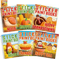6PCS Thanksgiving Paint by Sticker Books Crafts for Kids Ages 4-8 Fall Activity Books with Turkey Pumpkin 48 Pictures